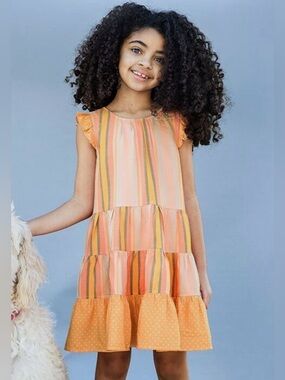 Girls Matilda Jane Dream Chasers Orange Creamsicle Dress Size 4